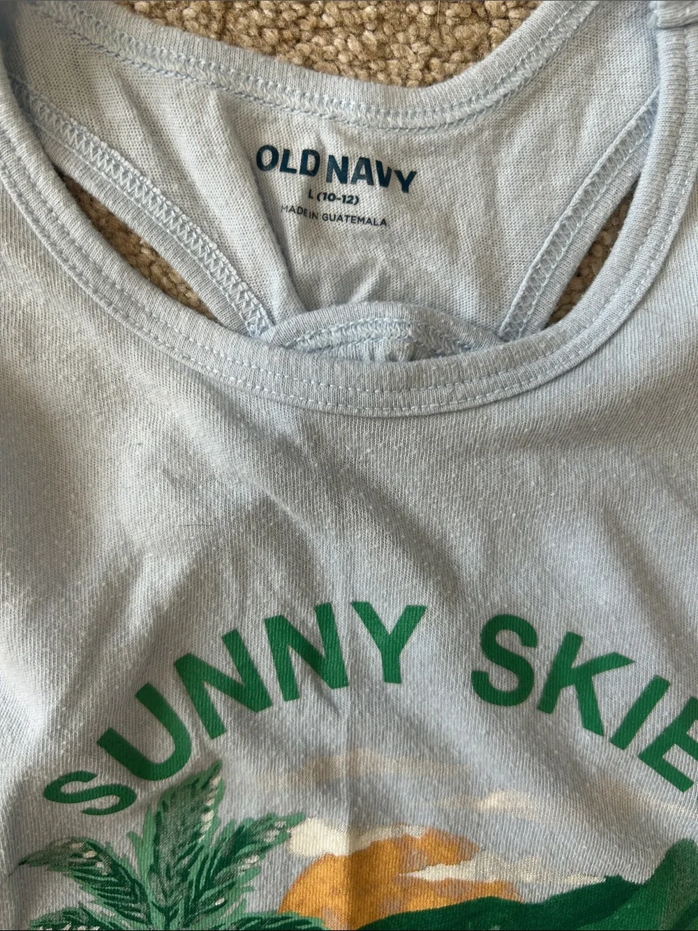 Old Navy Light Blue Graphic & Floral Ribbed Tank Set